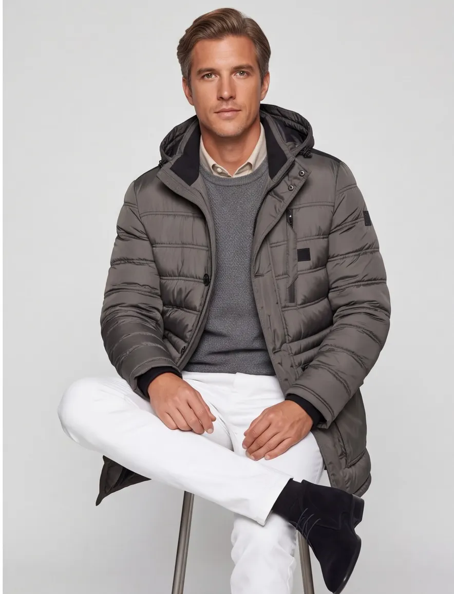 Buaggti winterjas lang grijs