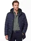 Bugatti lange winterjas donkerblauw effen rits + knoop wijde fit