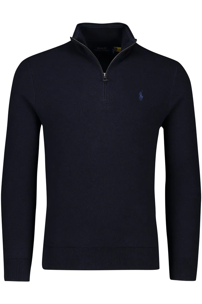 Polo Ralph Lauren trui opstaande kraag donkerblauw effen katoen