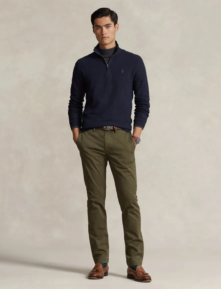 Polo Ralph Lauren trui opstaande kraag donkerblauw effen katoen