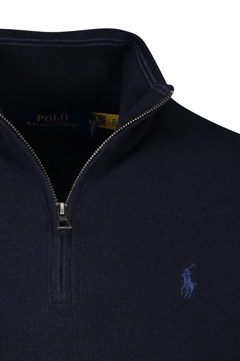 Polo Ralph Lauren trui opstaande kraag donkerblauw effen katoen