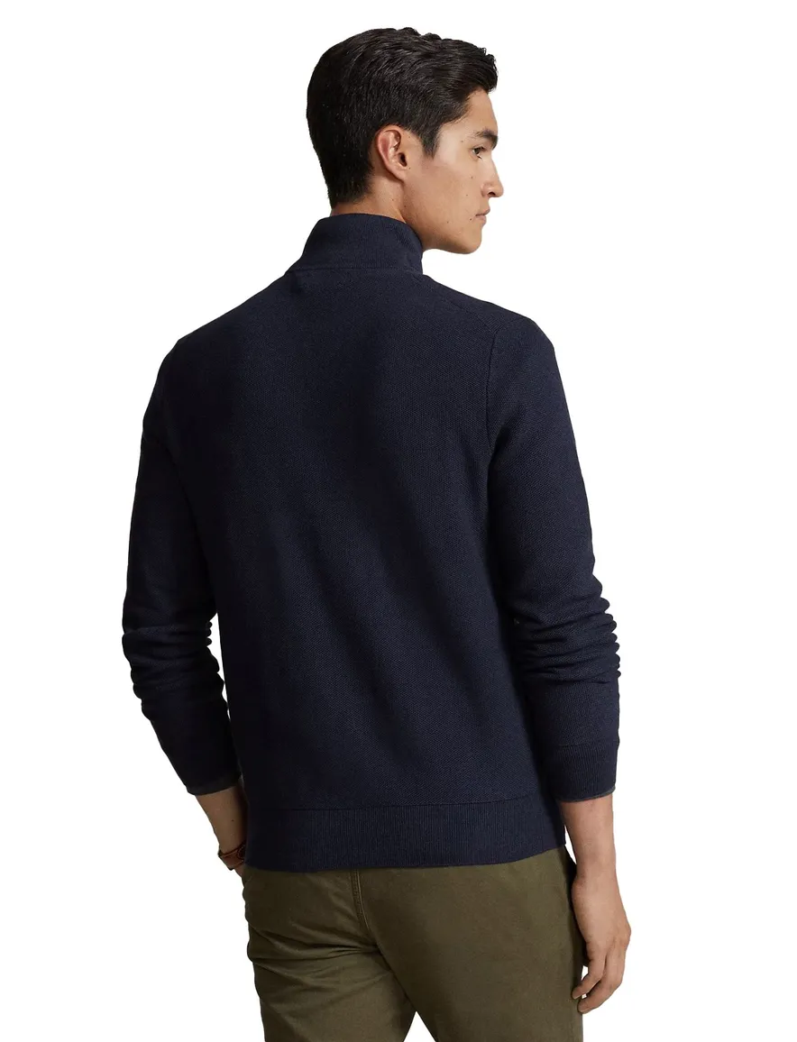 Polo Ralph Lauren trui opstaande kraag donkerblauw effen katoen