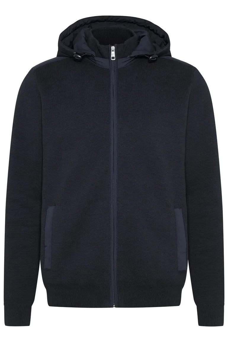 Bugatti vest opstaande kraag donkerblauw rits effen katoen