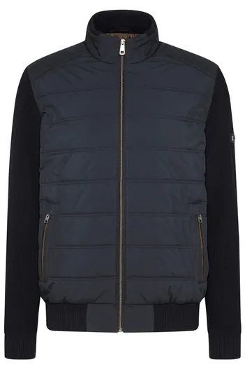 Bugatti Bugatti vest donkerblauw rits effen met capuchon wijde fit