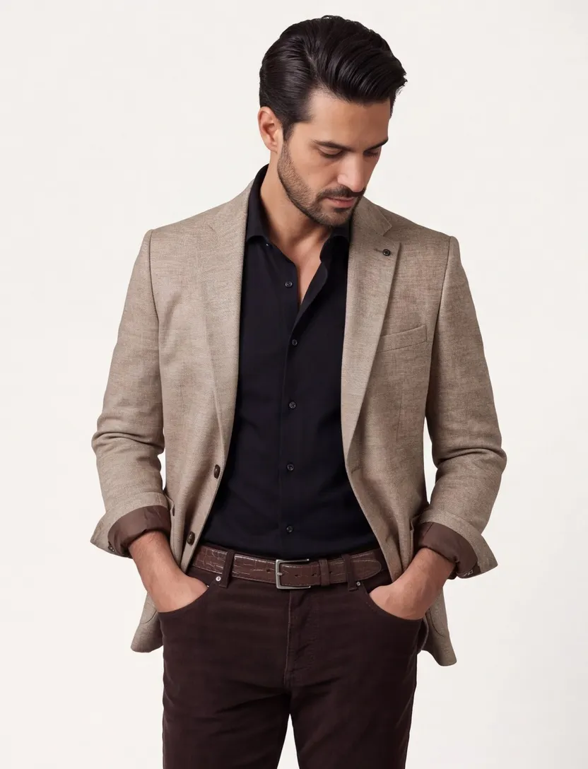 Roy Robson colbert beige normale fit gemêleerd