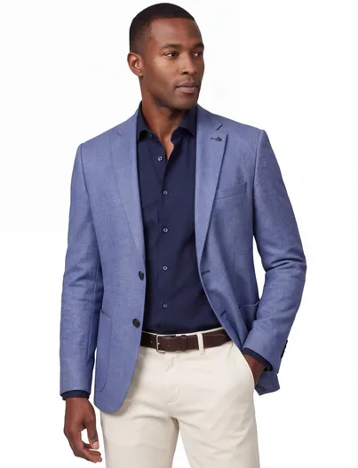 Roy Robson Roy Robson colbert blauw merinowol regular fit