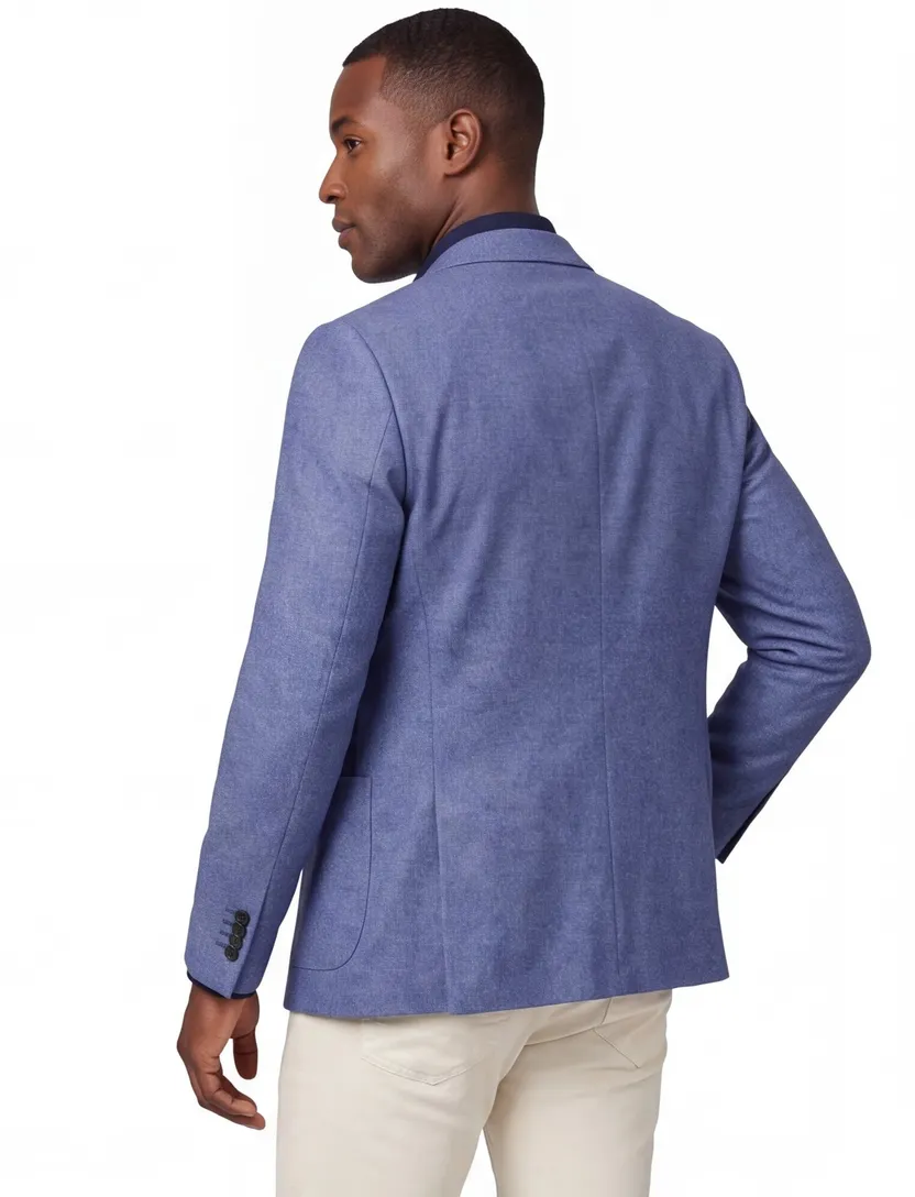 Roy Robson colbert blauw regular fit merinowol