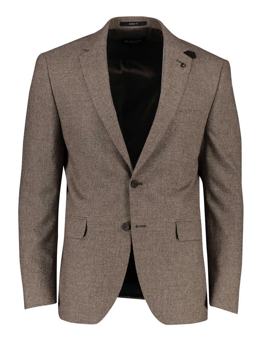 Digel colbert beige gemêleerd wol modern fit stretch