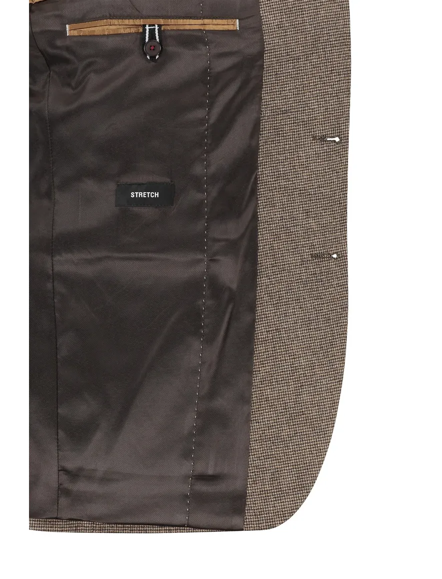 Digel colbert beige gemêleerd wol modern fit stretch