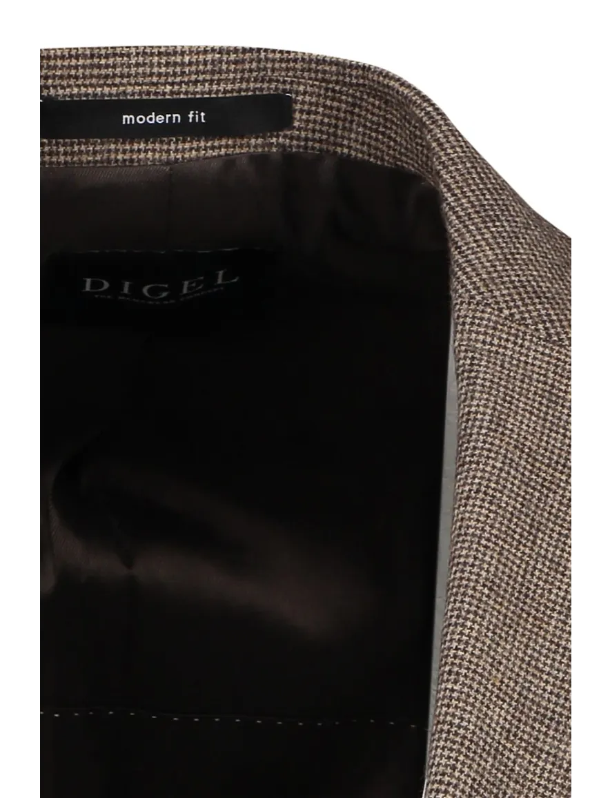 Digel colbert beige gemêleerd wol modern fit stretch