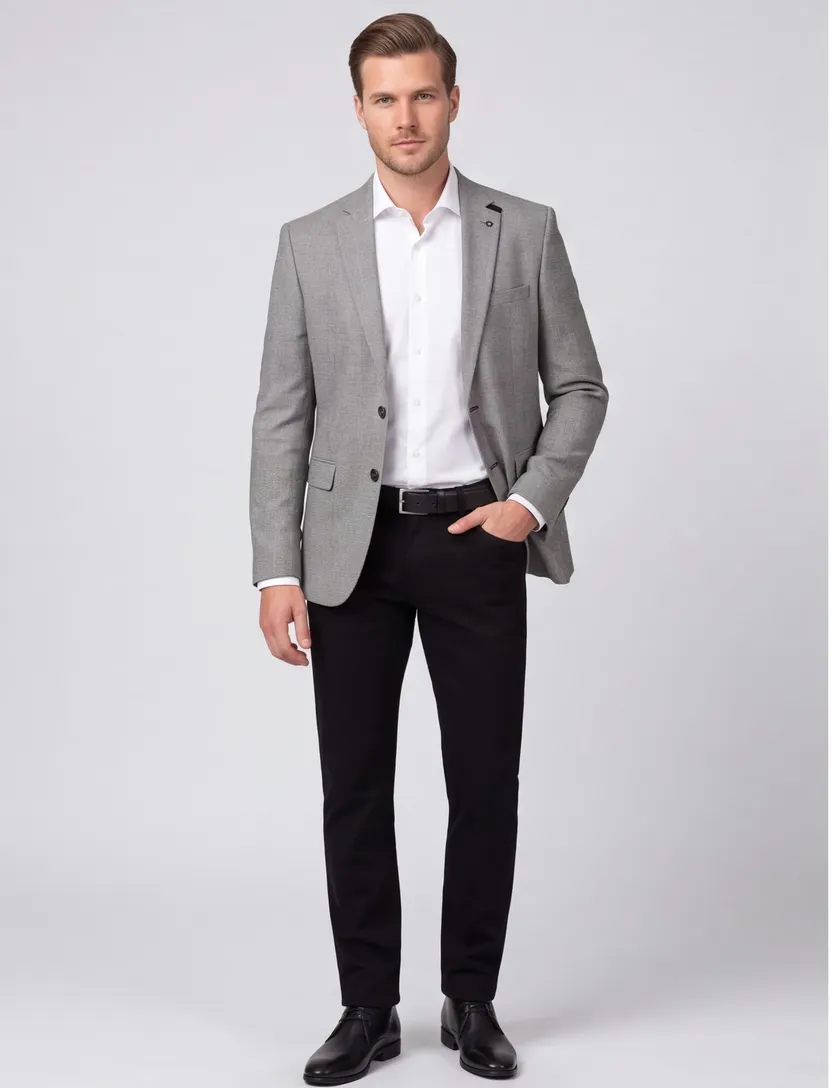 Digel colbert wol grijs modern fit stretch