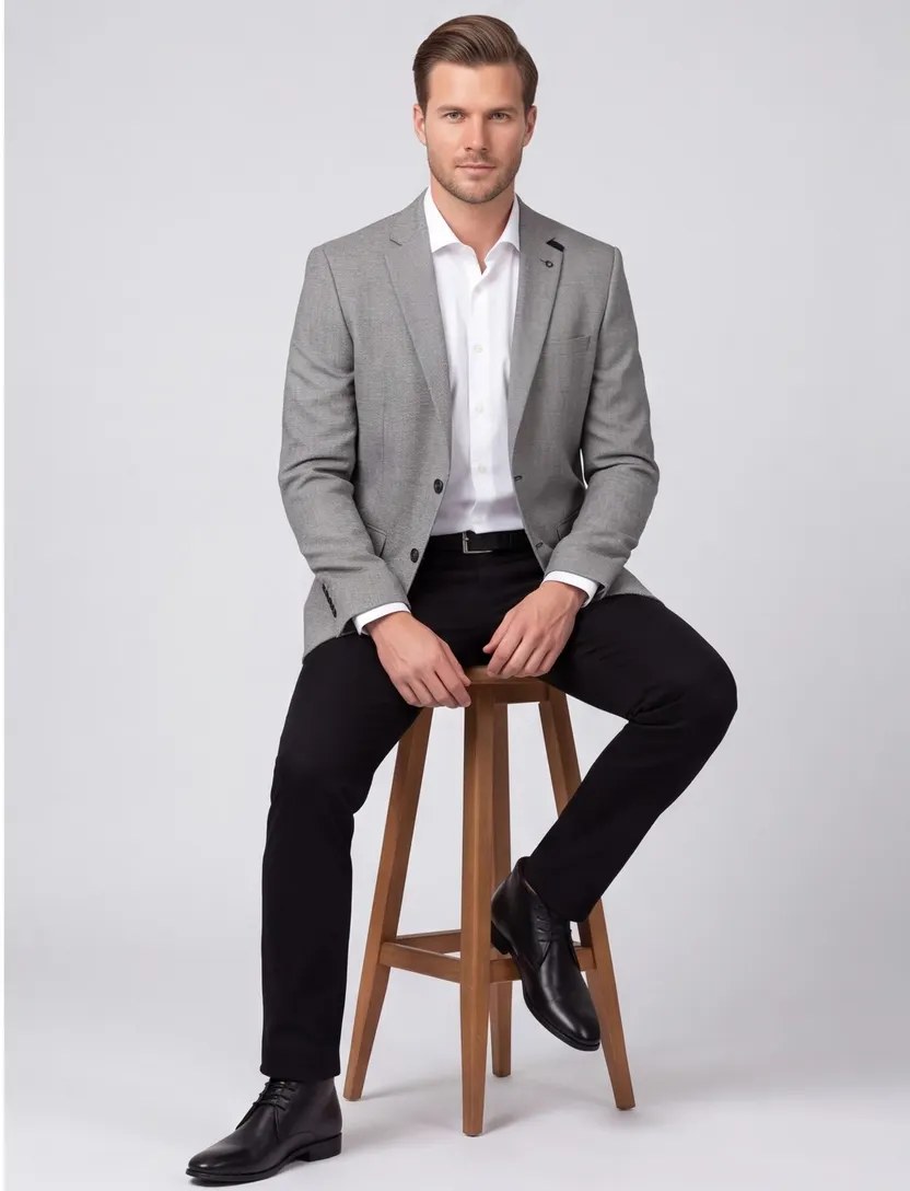 Digel colbert wol grijs modern fit stretch
