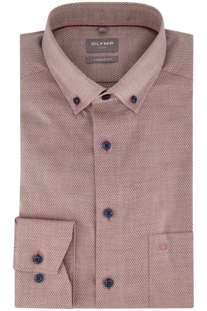 Olymp business overhemd Luxor Comfort Fit wijde fit roze effen katoen structuur