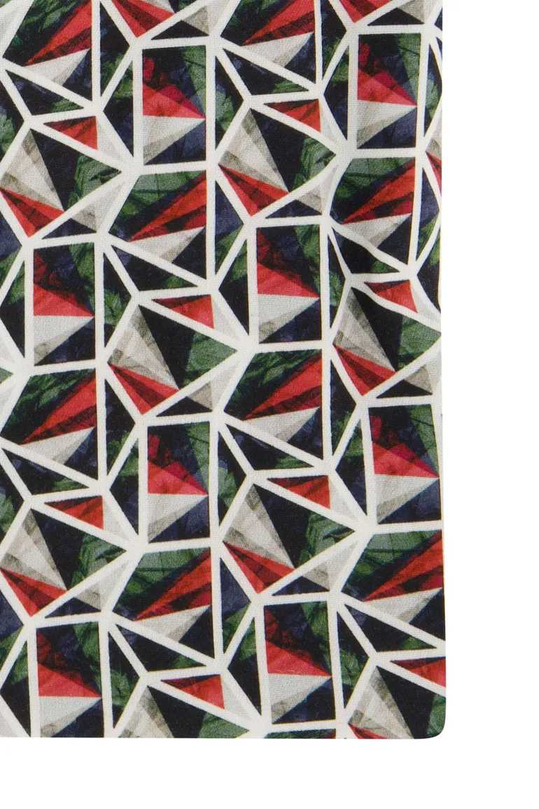 Olymp overhemd comfort fit rood/groen geprint katoen