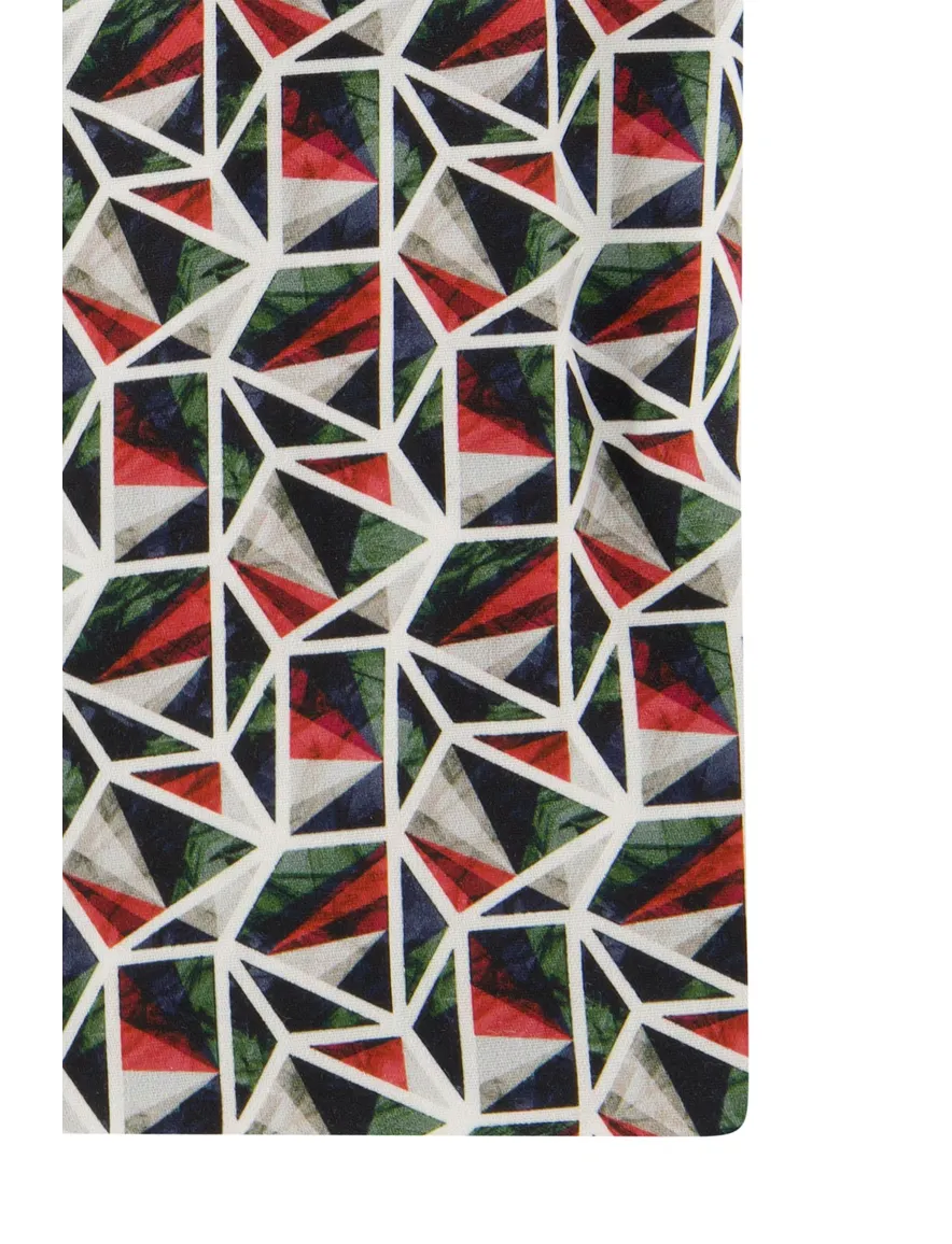 Olymp overhemd comfort fit rood/groen geprint katoen