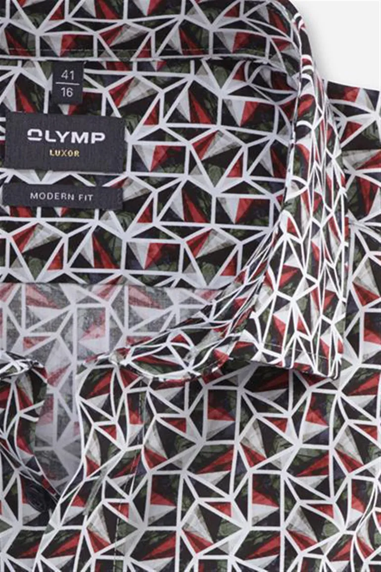 Olymp overhemd rood geprint