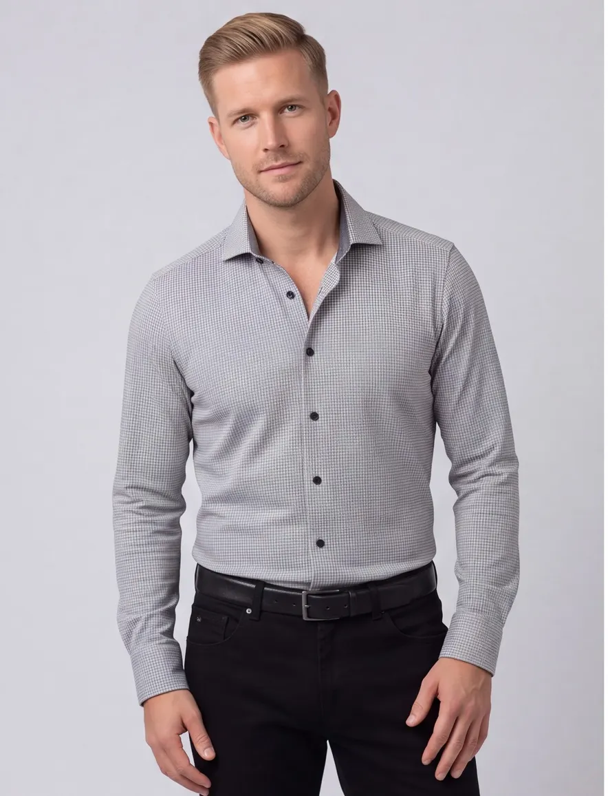 Grijs geprint Olymp business overhemd Level Five extra slim fit