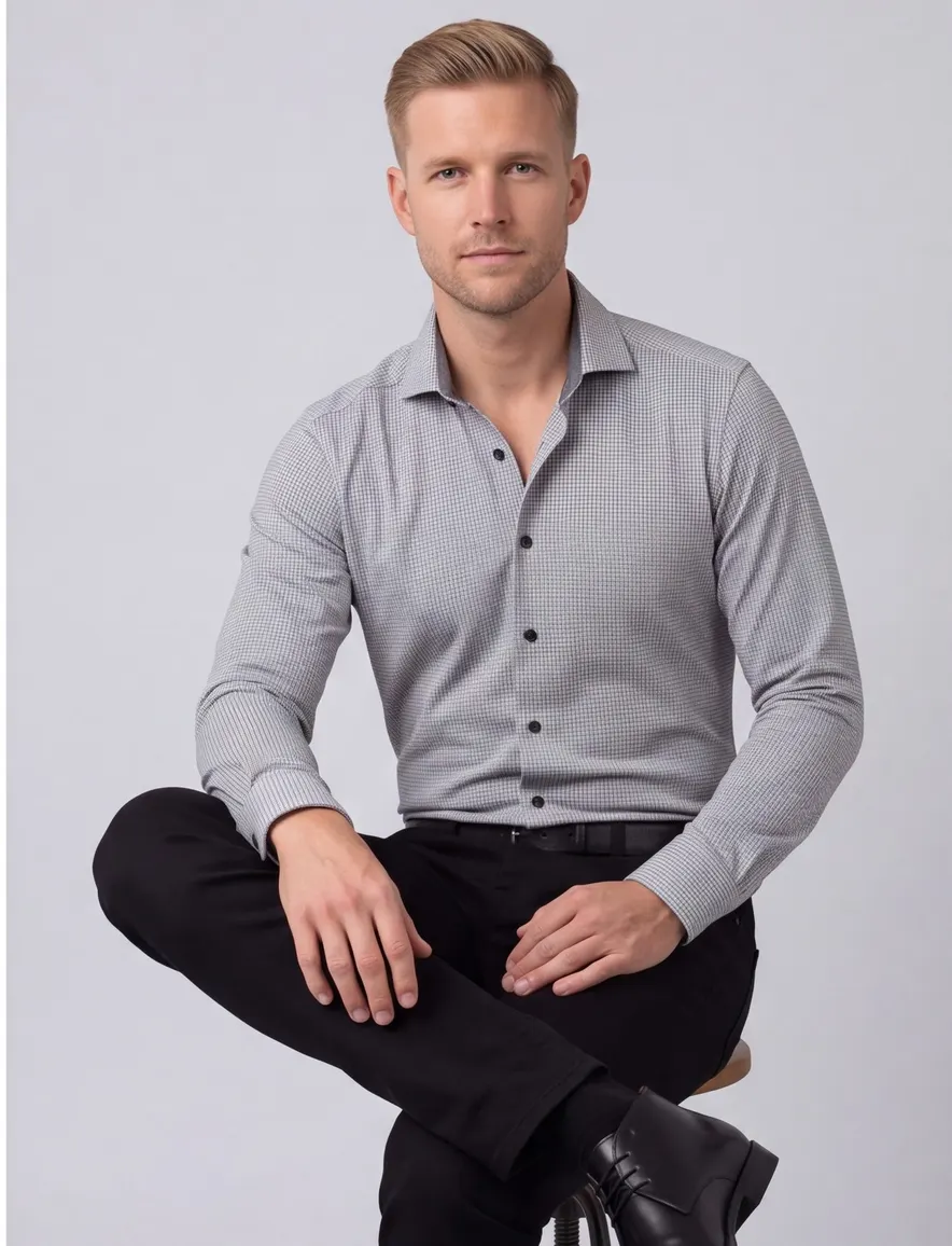Grijs geprint Olymp business overhemd Level Five extra slim fit