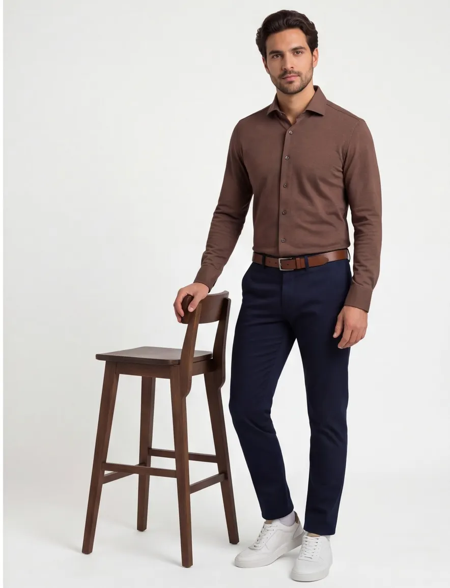 Olymp business overhemd level 5 bruin body fit
