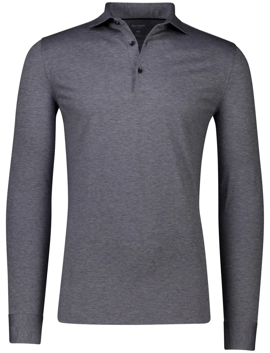 Olymp Level Five body fit poloshirt lange mouw grijs