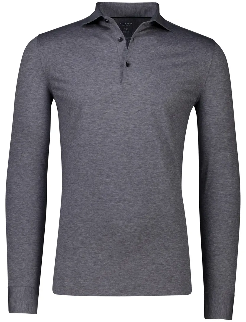 poloshirt lange mouw Olymp gemeleerd grijs jersey