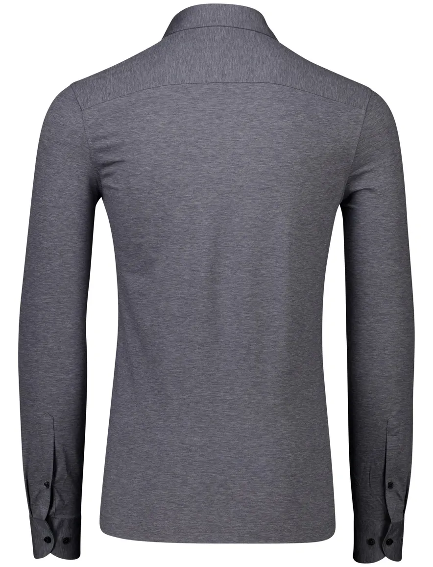 Olymp Level Five body fit poloshirt lange mouw grijs