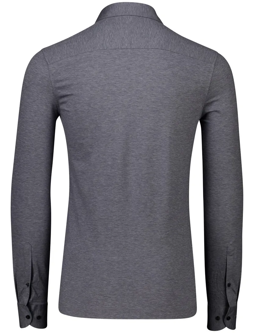 poloshirt lange mouw Olymp gemeleerd grijs jersey