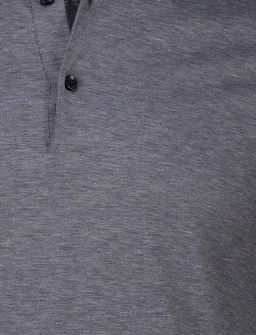Olymp Level Five body fit poloshirt lange mouw grijs