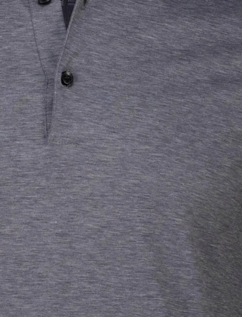 poloshirt lange mouw Olymp gemeleerd grijs jersey