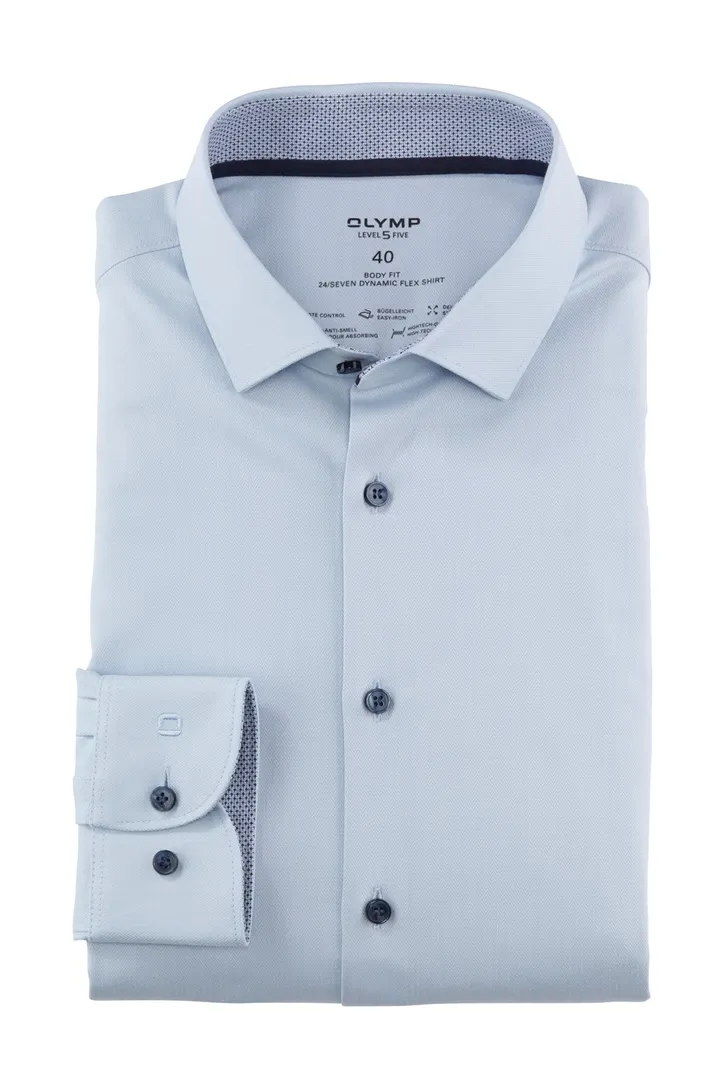 Olymp overhemd mouwlengte 7 Level Five extra slim fit babyblauw effen katoen