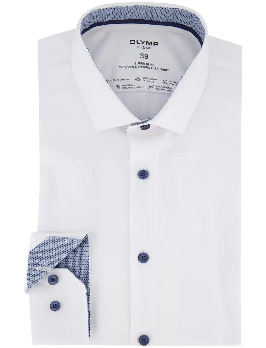 Olymp No Six 24/7 super slim business overhemd wit
