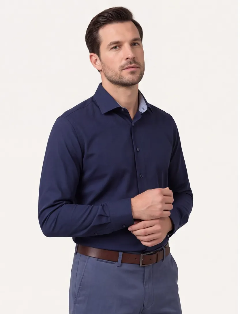 Navy uni Olymp business overhemd super slim fit