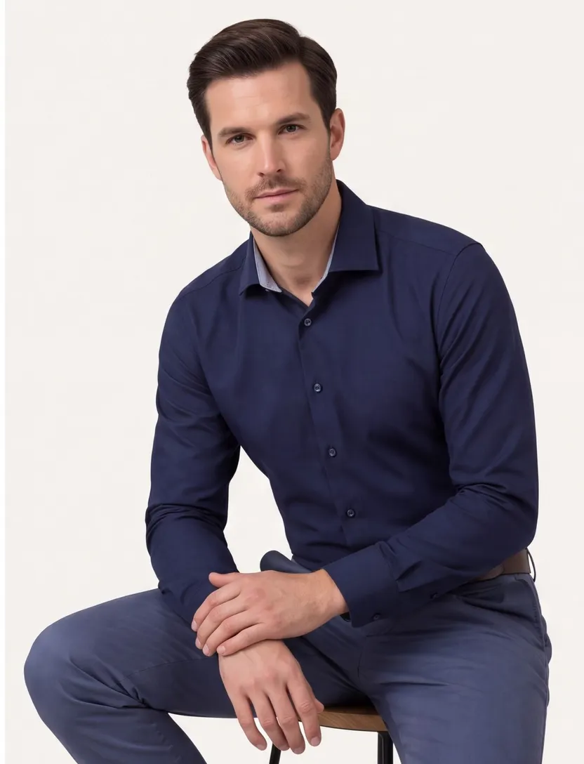 Navy uni Olymp business overhemd super slim fit