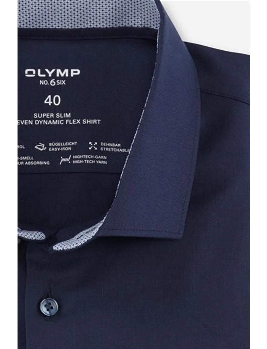 Olymp overhemd super slim fit navy uni katoen