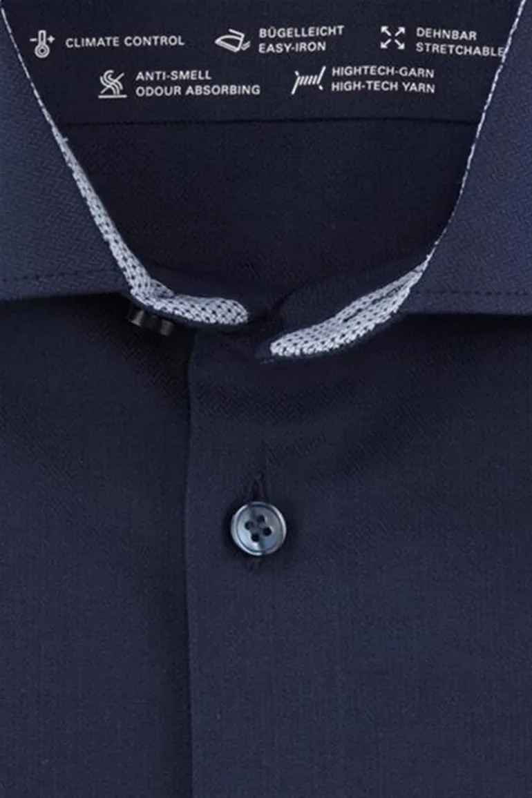 Olymp overhemd super slim fit navy uni katoen