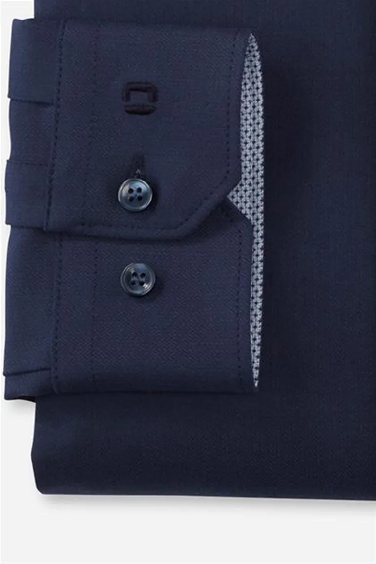 Olymp overhemd super slim fit navy uni katoen