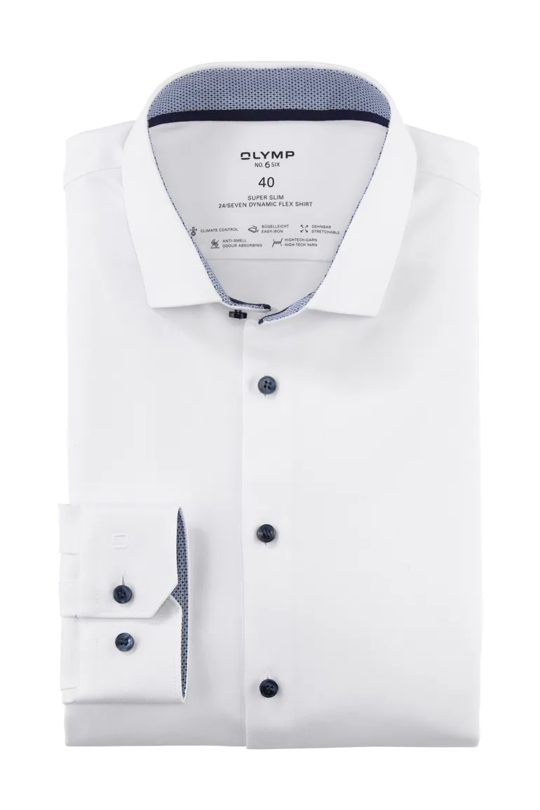 Mouwlengte 7 Olymp overhemd extra slim fit wit uni katoen
