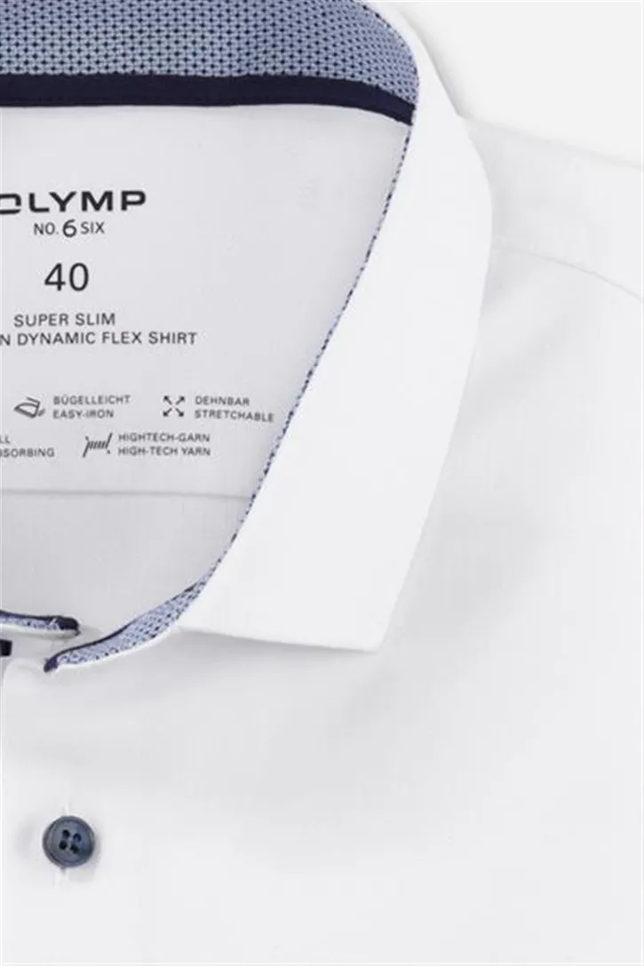 Katoenen Olymp overhemd mouwlengte 7 extra slim fit wit effen