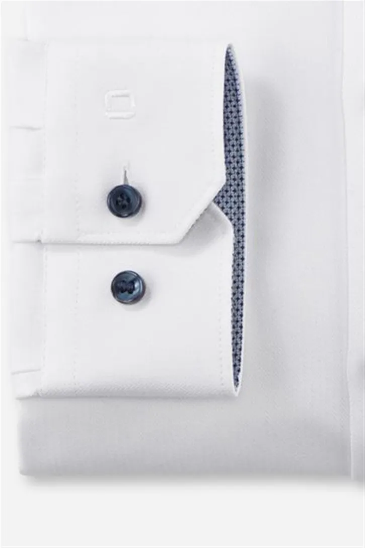 Katoenen Olymp overhemd mouwlengte 7 extra slim fit wit effen