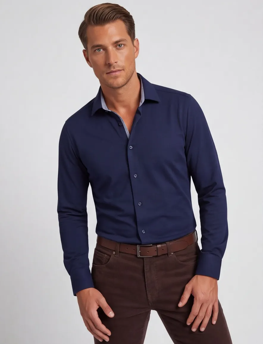 Olymp overhemd mouwlengte 7 extra slim fit navy effen katoen