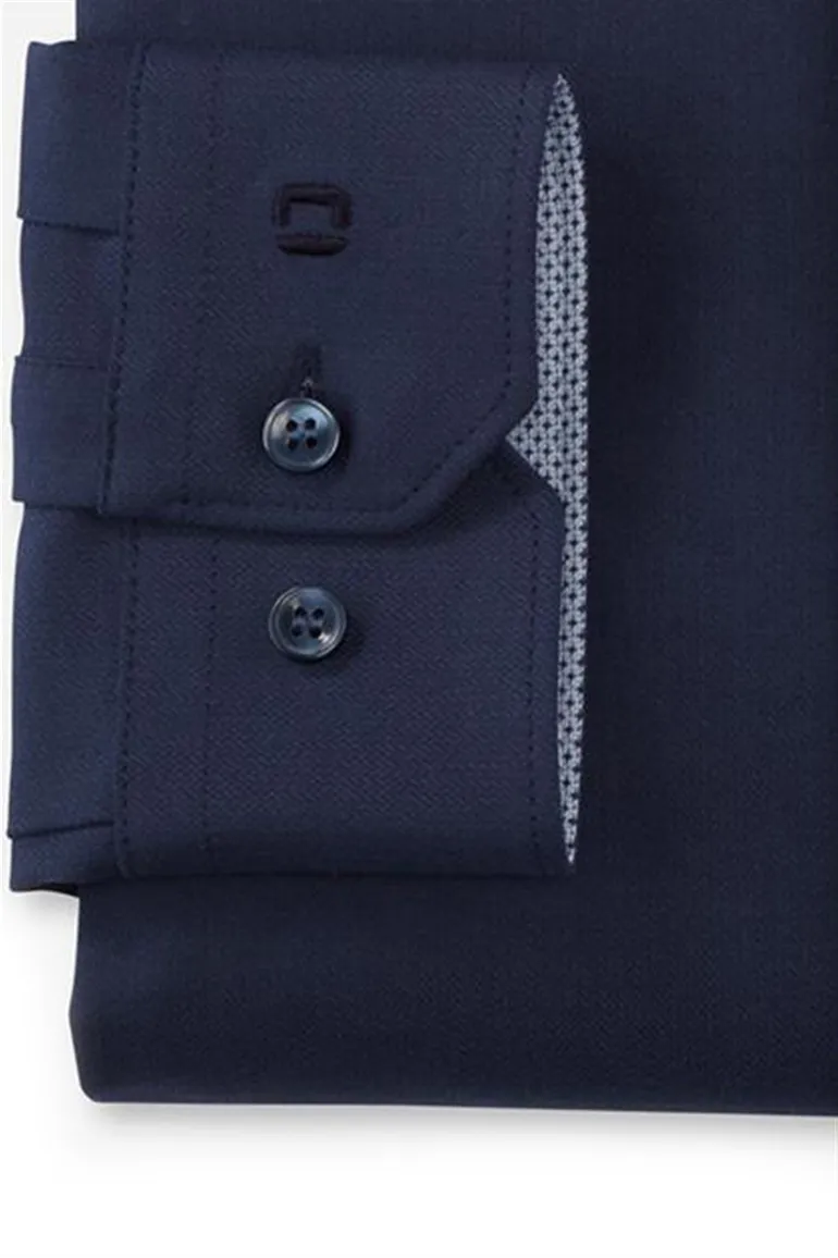Olymp overhemd mouwlengte 7 extra slim fit navy effen katoen