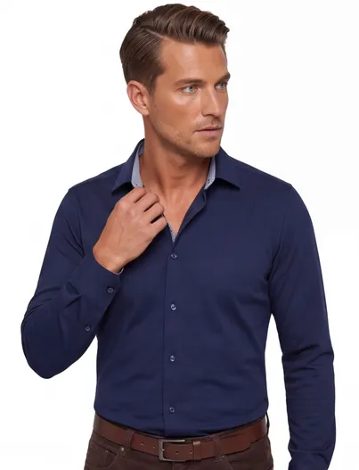 Olymp Navy effen Olymp overhemd mouwlengte 7 extra slim fit