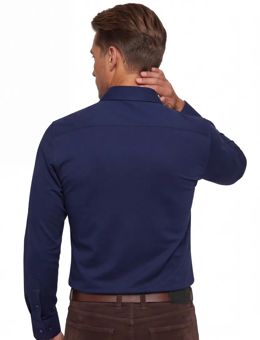 Navy effen Olymp overhemd mouwlengte 7 extra slim fit