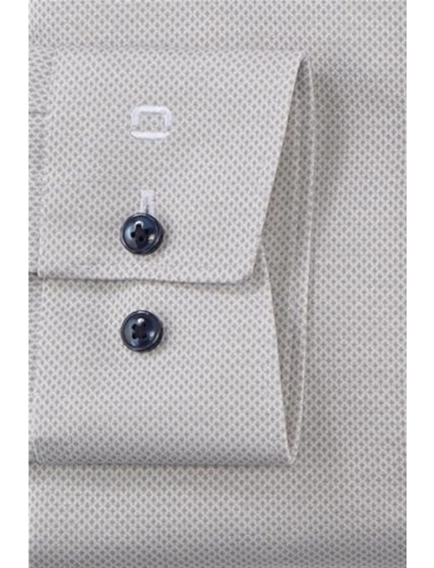 Olymp overhemd beige structuur button-down