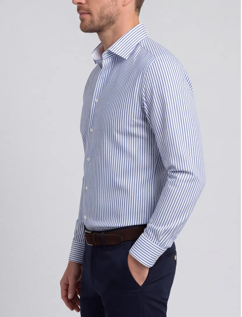 Olymp business overhemd body fit extra slim fit donkerblauw gestreept