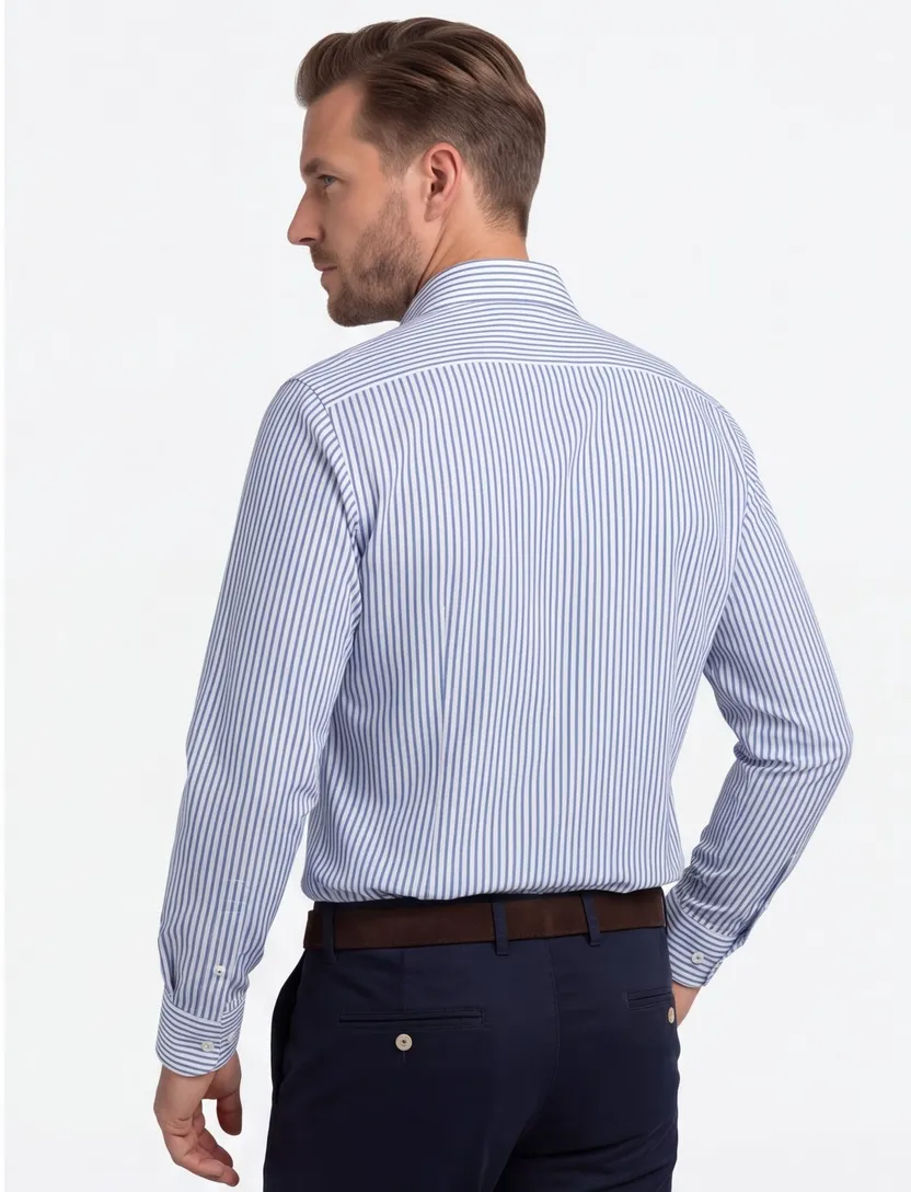 Olymp business overhemd body fit extra slim fit donkerblauw gestreept