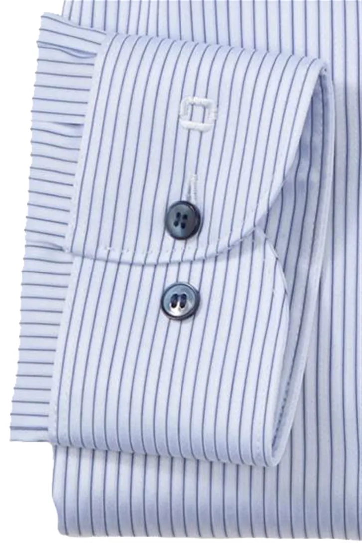Extra slim fit Olymp overhemd lichtblauw gestreept katoen