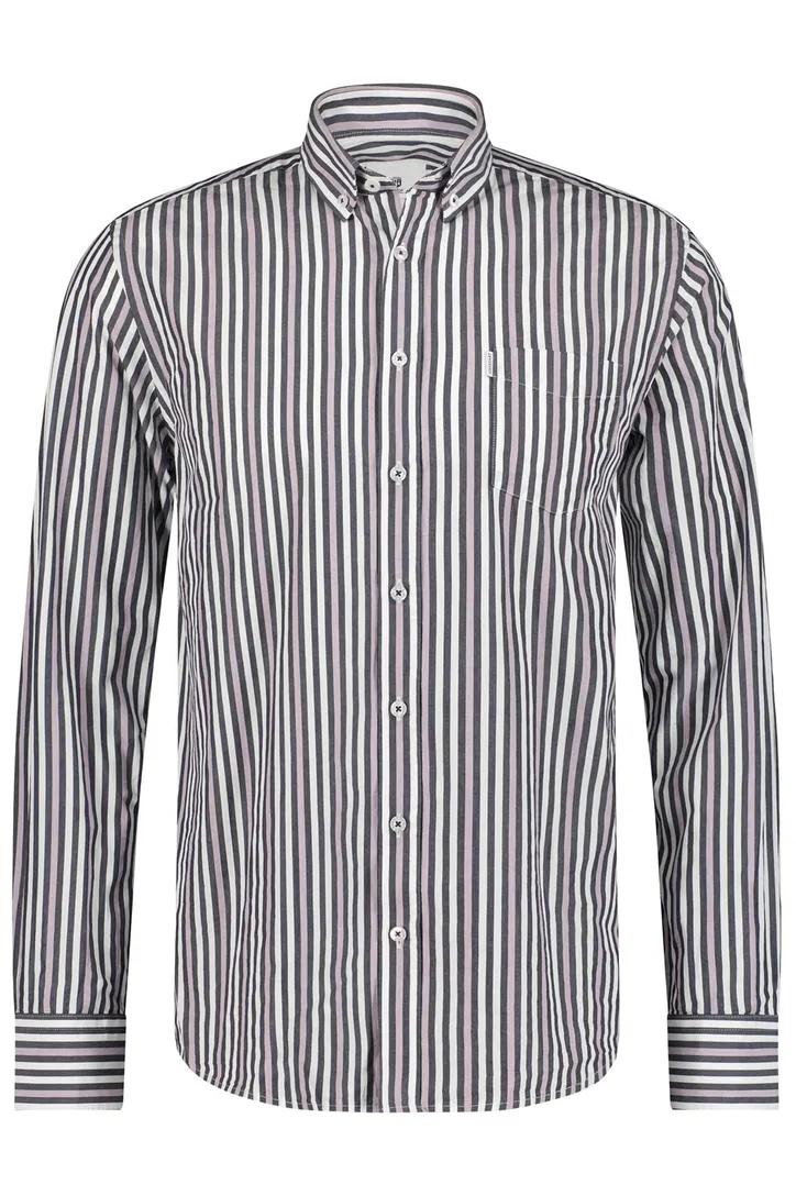 State of Art casual overhemd wijde fit navy wit gestreept katoen