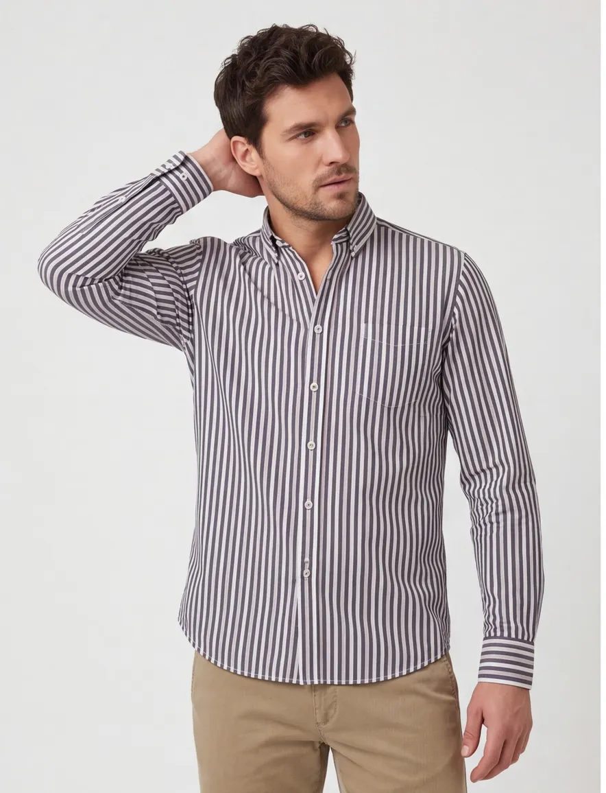 State of Art Shirt donkerblauw gestreept