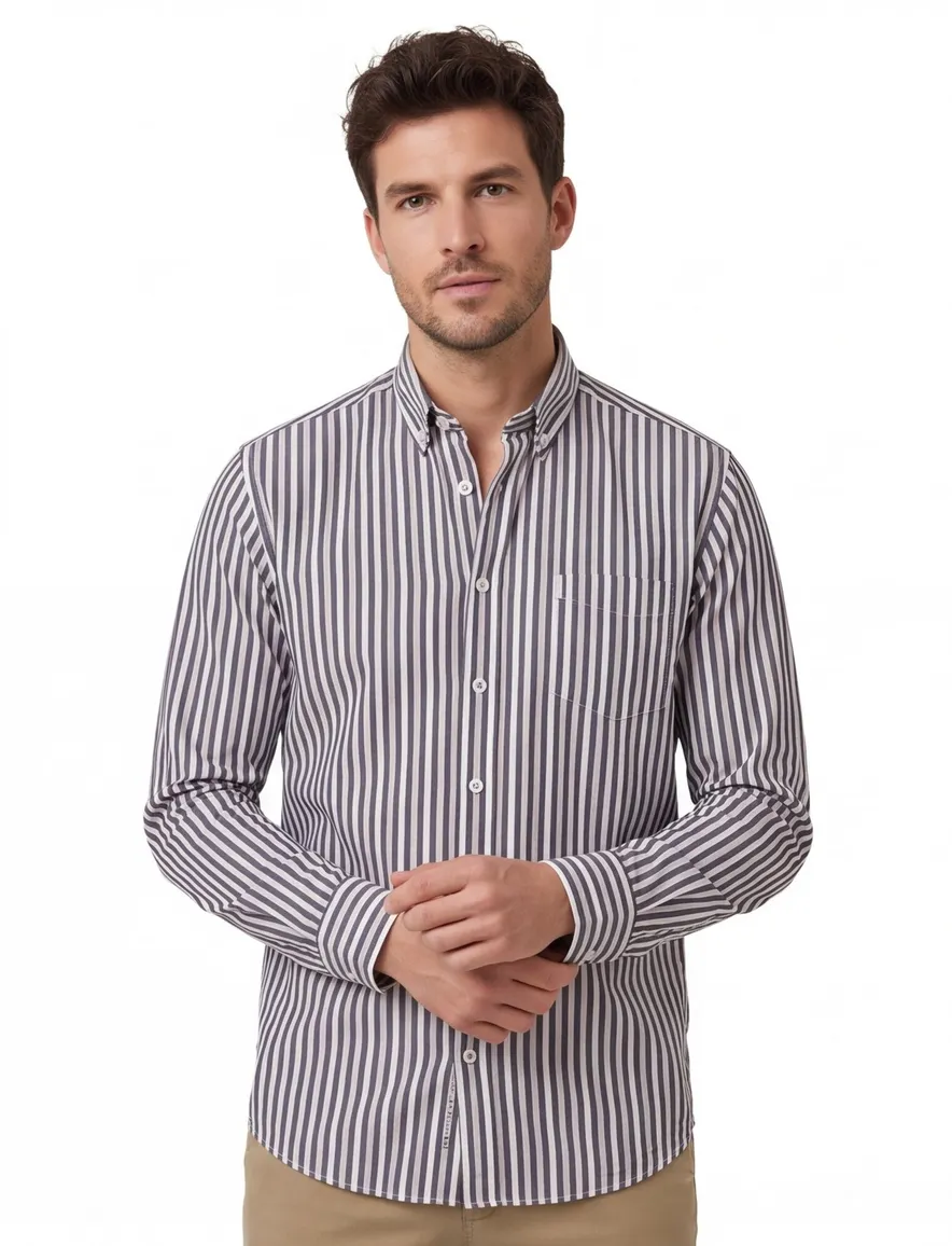 State of Art Shirt donkerblauw gestreept